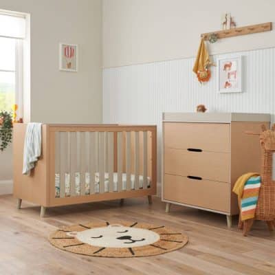 Tutti Bambini Fika 4in1 2 Piece Room Set - Light Oak/White Sand