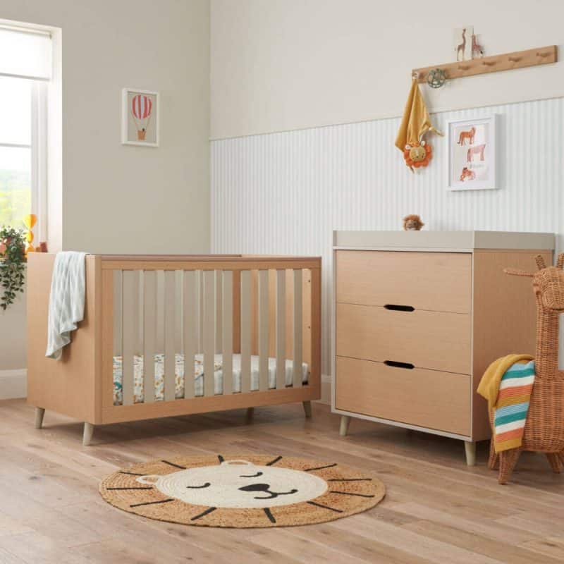 Tutti Bambini Fika 4in1 2 Piece Room Set - Light Oak/White Sand