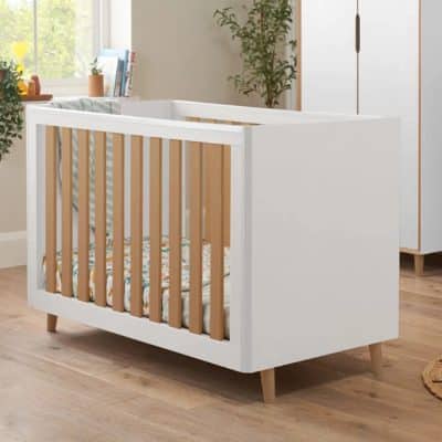 Tutti Bambini Fika Mini Cot Bed - White/Light Oak