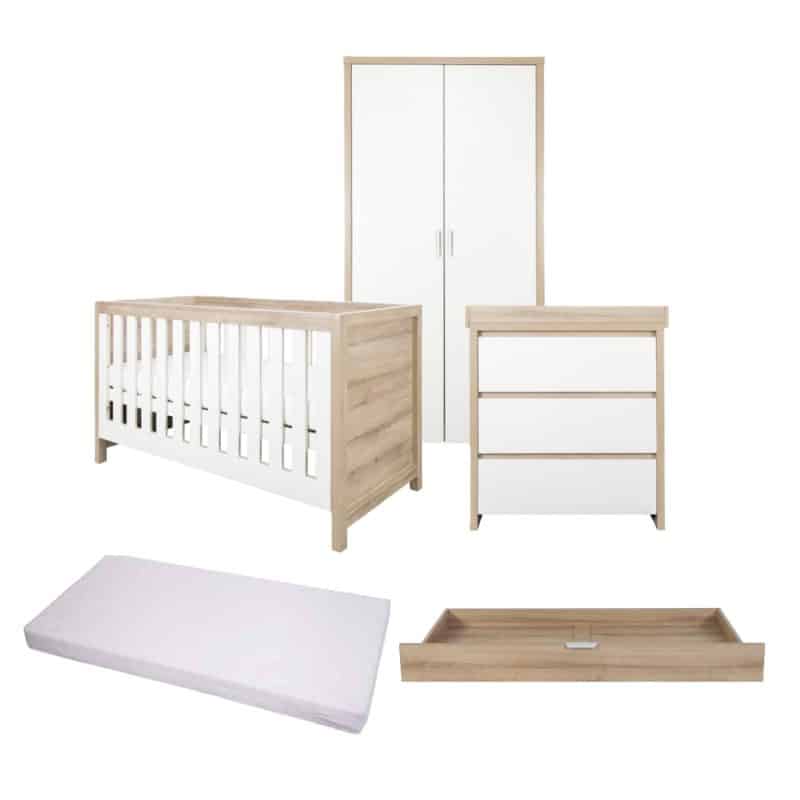 Tutti Bambini Modena 5 Piece Room Set/Underdrawer - White Oak