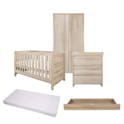 Tutti Bambini Modena 5 Piece Room Set/Underdrawer - Oak