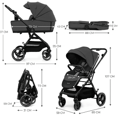 Kinderkraft YOXI Pram and Stroller Moonlight Grey