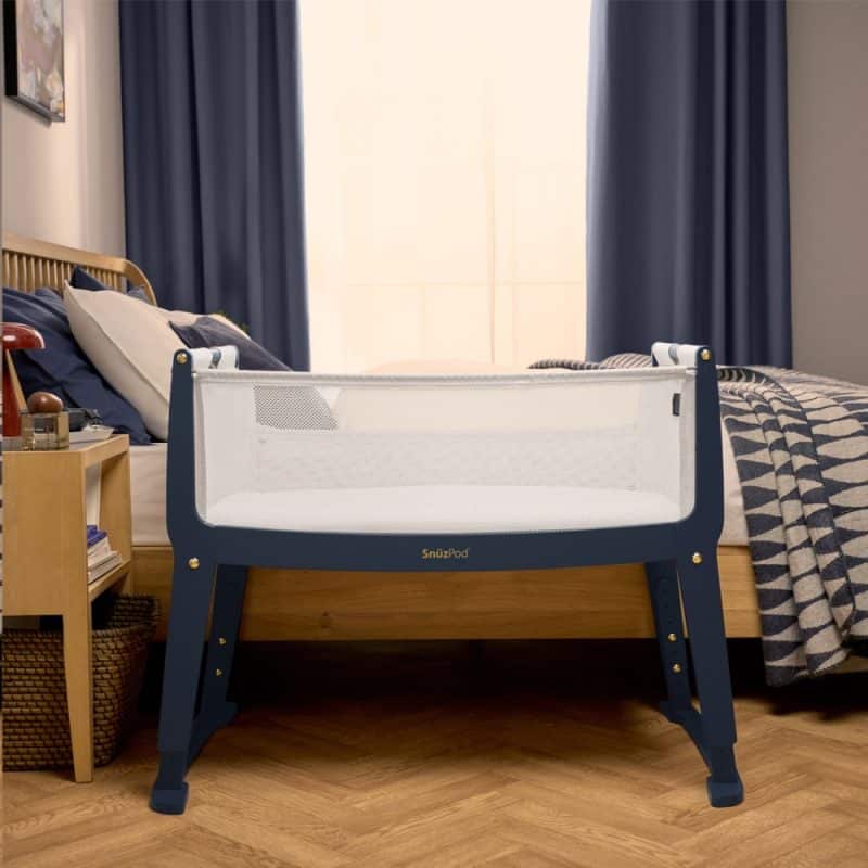 SnuzPod Studio Bedside Crib London Navy