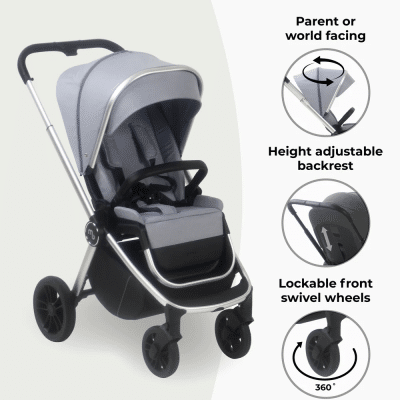 My Babiie Travel System with i-Size Car Seat - Steel Blue