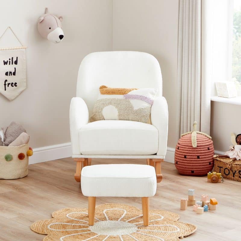 Babymore Freya Nursing Chair with Stool - Boucle