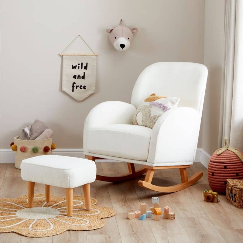 Babymore Freya Nursing Chair with Stool - Boucle