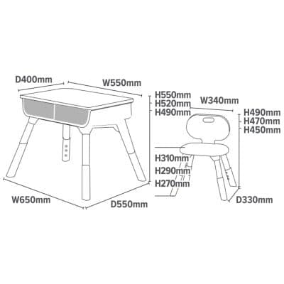 Liberty House Toys Scandi Height Adjustable Table and Chair Set