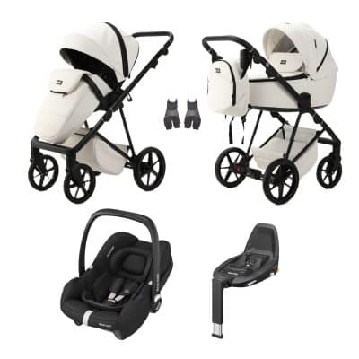 Mee-Go Milano Evo 3in1 Cabriofix + Base Travel System - Pearl White