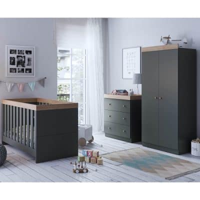 Sennen 3 Piece Nursery Room Set - Anthracite/ Oak