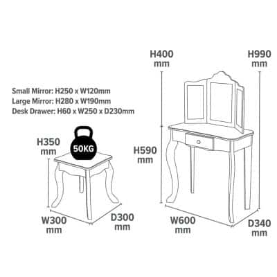 Liberty House Toys White Vanity Table with Stool