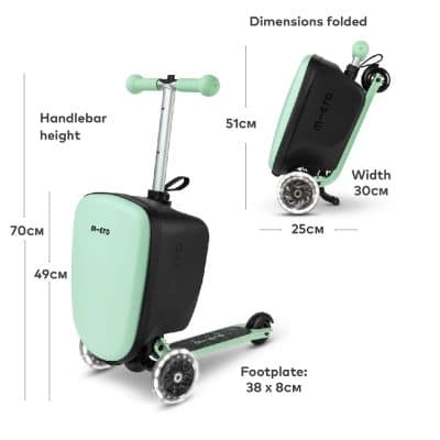 Mini Micro Scooter Suitcase and Light up Wheels - Mint