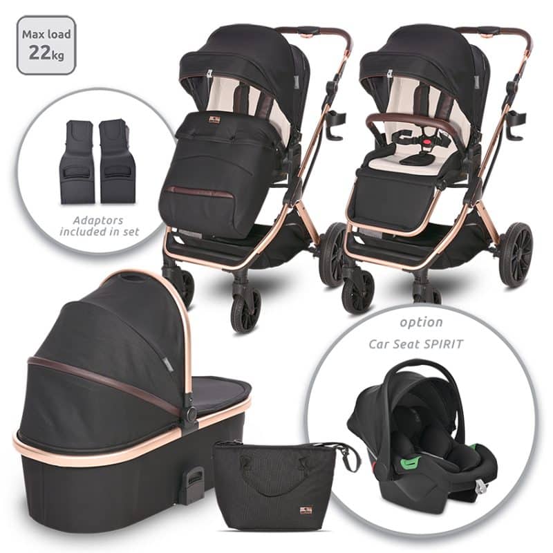 Lorelli Glory 3 in 1 Travel System - Black/Rose Gold