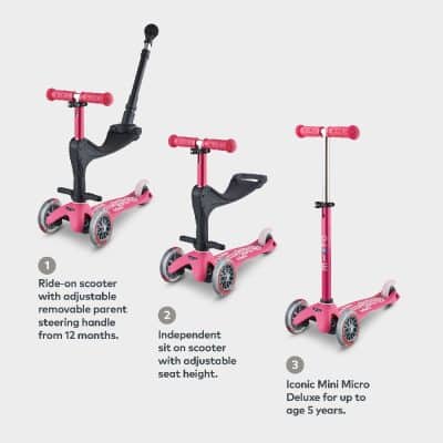 Mini Micro Sit and Scoot Push Along - Pink