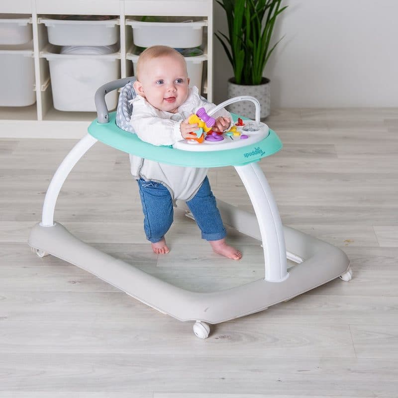 Baby Go Round Kiddo Walker and Push Along Combined - Grey