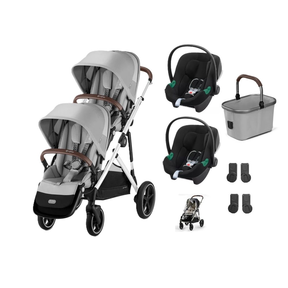 Cybex Gazelle S Twin Pushchair Lava Grey with Car Seats