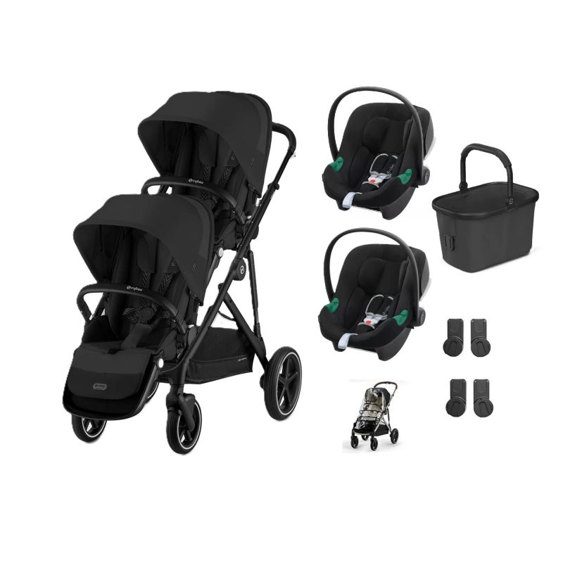 Cybex Gazelle S Twin Pushchair Moon Black with Car Seats