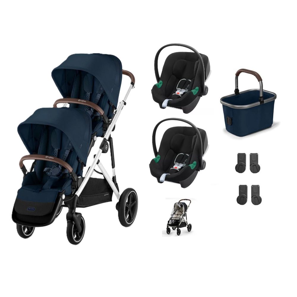 Cybex Gazelle S Twin Pushchair Ocean Blue with Car Seats