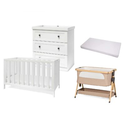 Silver Cross Bromley 5 Piece Newborn Nursery Room Set Bundle - White