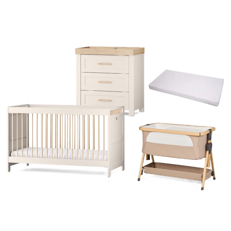 Silver Cross Seville 5 Piece Newborn Room Set Bundle - Cashmere/Oak