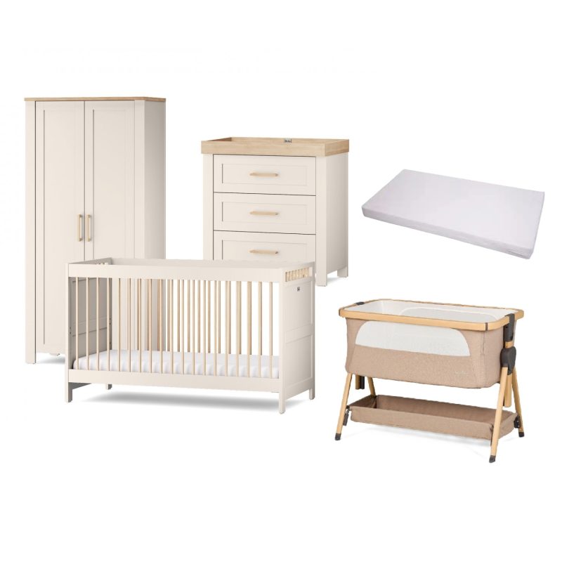 Silver Cross Seville Ultimate 6 Piece Newborn Room Set Bundle - Cashmere/Oak