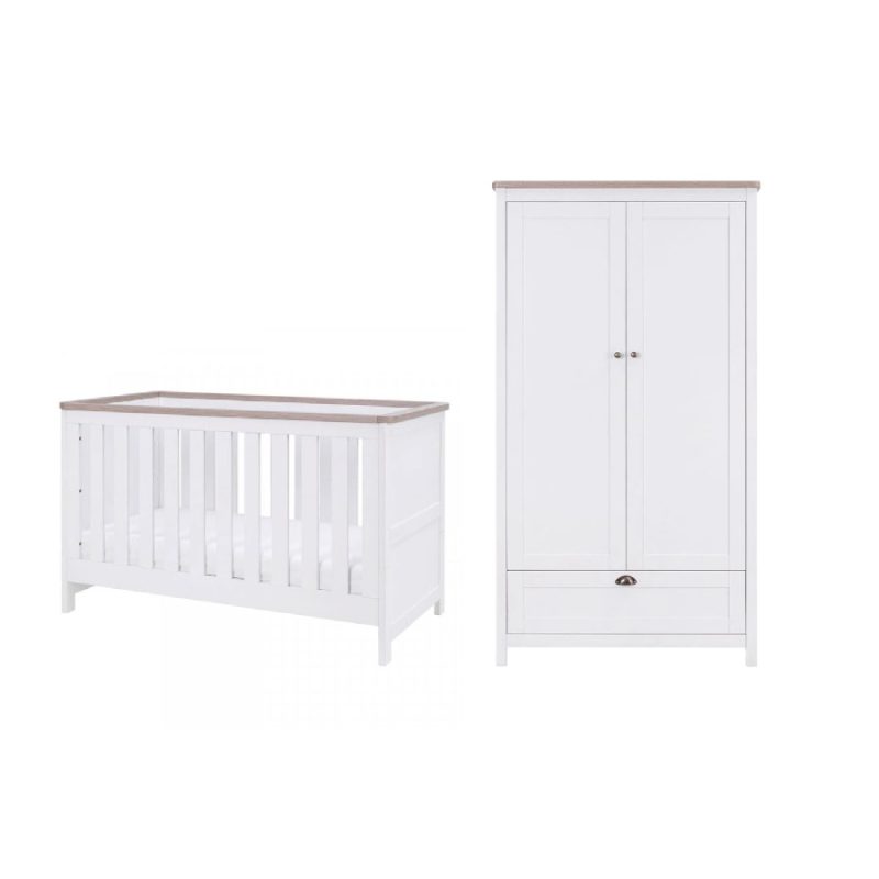 Tutti Bambini Verona 2 Piece Cotbed and Wardrobe Nursery Room Set - White Oak