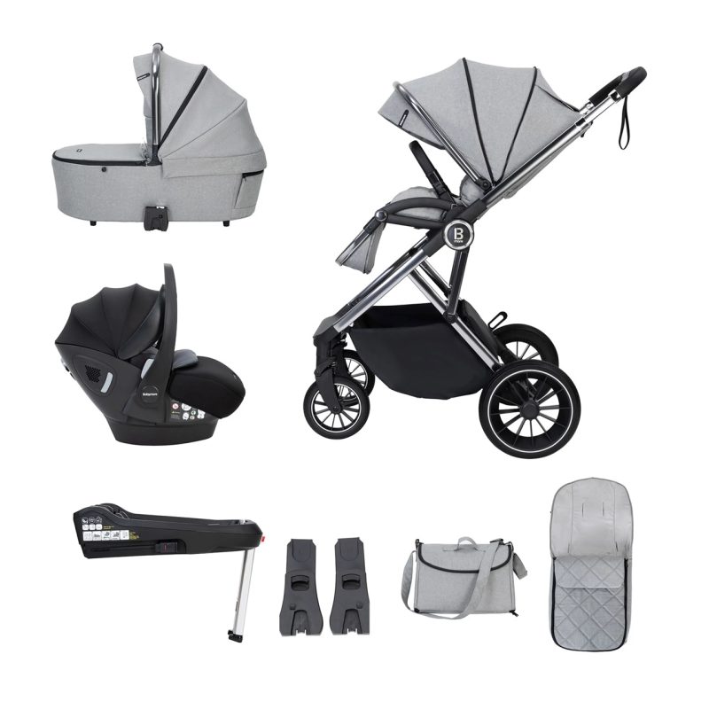 Babymore Chia Travel System Pecan with Base – Pearl Grey