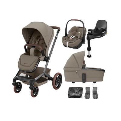 Maxi Cosi Fame Travel System With Pebble 360 Pro2 Car Seat & Base – Truffle with Brown Wheels