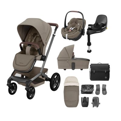 Maxi-Cosi Fame Pushchair 10 Piece Bundle - Twillic Truffle Black Wheels