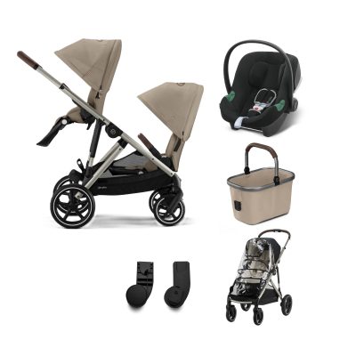 Cybex eGazelle S Twin Pushchair Travel System Bundle - Almond Beige