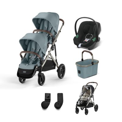 Cybex eGazelle S Twin Pushchair Travel System Bundle - Stormy Blue