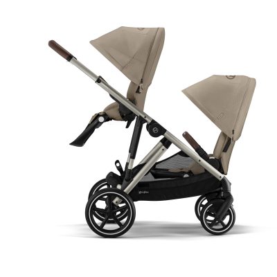 Cybex eGazelle S Twin Pushchair Black - Almond Beige