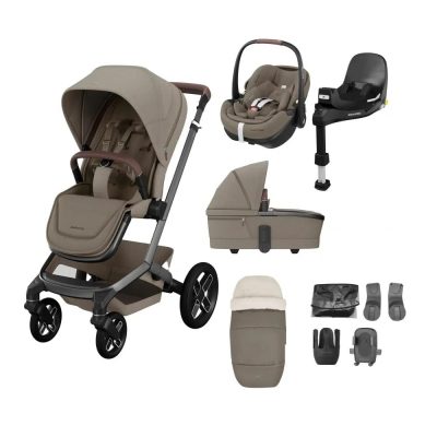 Maxi-Cosi Fame Pushchair 9 Piece Bundle - Twillic Truffle Black Wheels