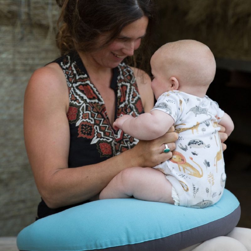 Hippychick Feeding Pillow - Charcoal and Reef Blue