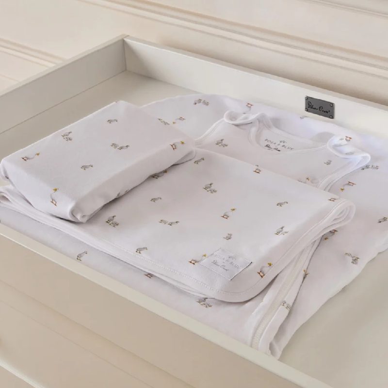 Silver Cross Rosa and Blue New Arrival Crib Bedding Set - Duckling Print