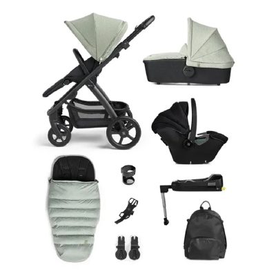 Silver Cross Tide Sage (Black Chassis) Travel System Ultimate Bundle