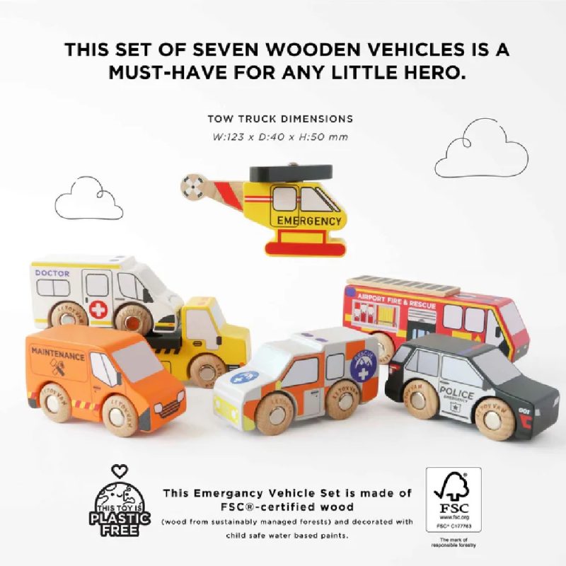 Le Toy Van Emergency Helicopter and Rescue Cars