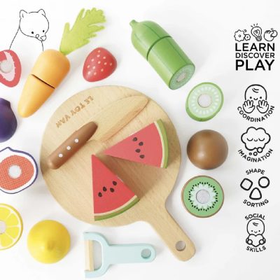 Le Toy Van Wooden Chopping Board and Sliceable Play Food