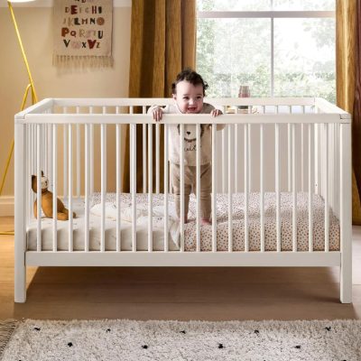 Mamas & Papas Solo Cot Bed and Mattress - White