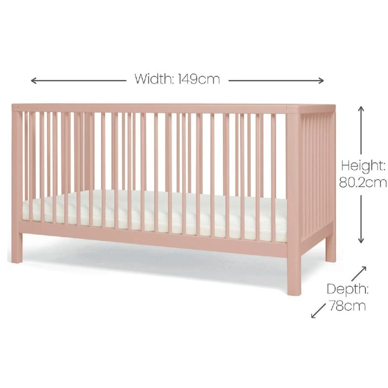 Mamas & Papas Solo Cot Bed and Mattress - Blush