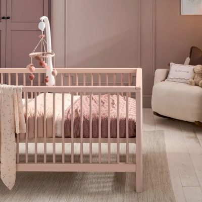 Mamas & Papas Solo Cot Bed and Mattress - Blush