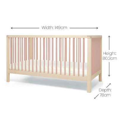 Mamas & Papas Solo Cot Bed and Mattress - Blush/Natural