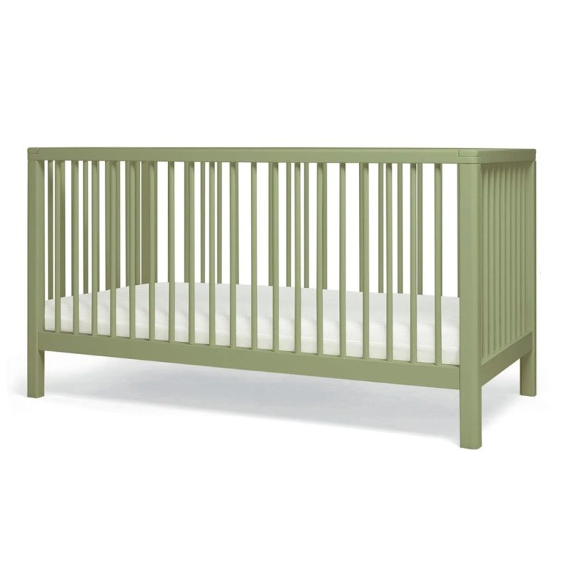 Mamas & Papas Solo Cot Bed and Mattress - Moss Green