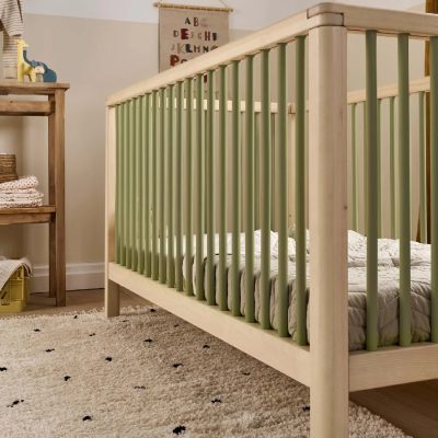 Mamas & Papas Solo Cot Bed and Mattress - Green/Natural