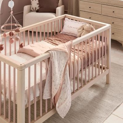 Mamas & Papas Solo Cot Bed and Mattress - Blush/Natural