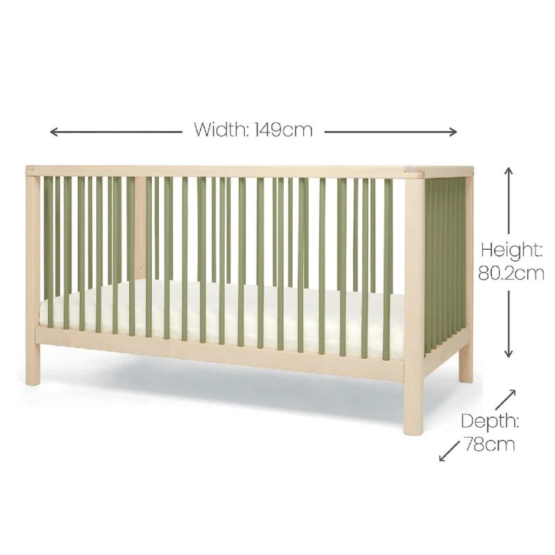 Mamas & Papas Solo Cot Bed and Mattress - Green/Natural