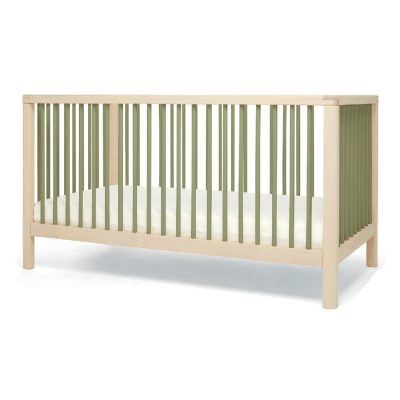 Mamas & Papas Solo Cot Bed and Mattress - Green/Natural