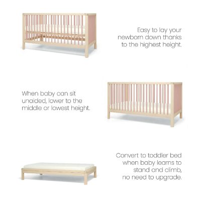 Mamas & Papas Solo Cot Bed and Mattress - Blush/Natural