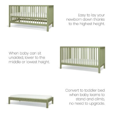 Mamas & Papas Solo Cot Bed and Mattress - Moss Green