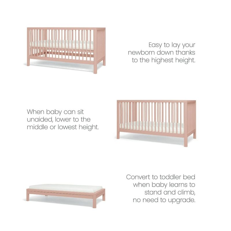 Mamas & Papas Solo Cot Bed and Mattress - Blush