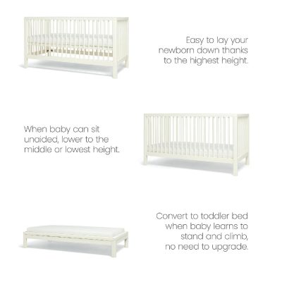 Mamas & Papas Solo Cot Bed and Mattress - White